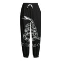 Black And White Gadsden Flag Print Fleece Lined Knit Pants