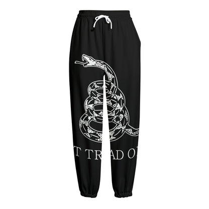 Black And White Gadsden Flag Print Fleece Lined Knit Pants