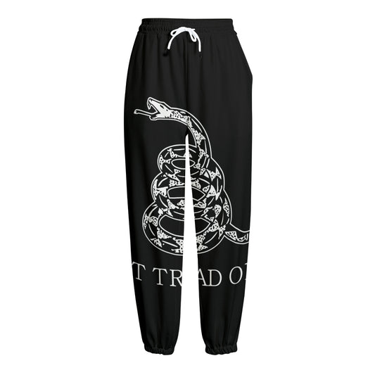 Black And White Gadsden Flag Print Fleece Lined Knit Pants
