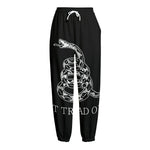 Black And White Gadsden Flag Print Fleece Lined Knit Pants