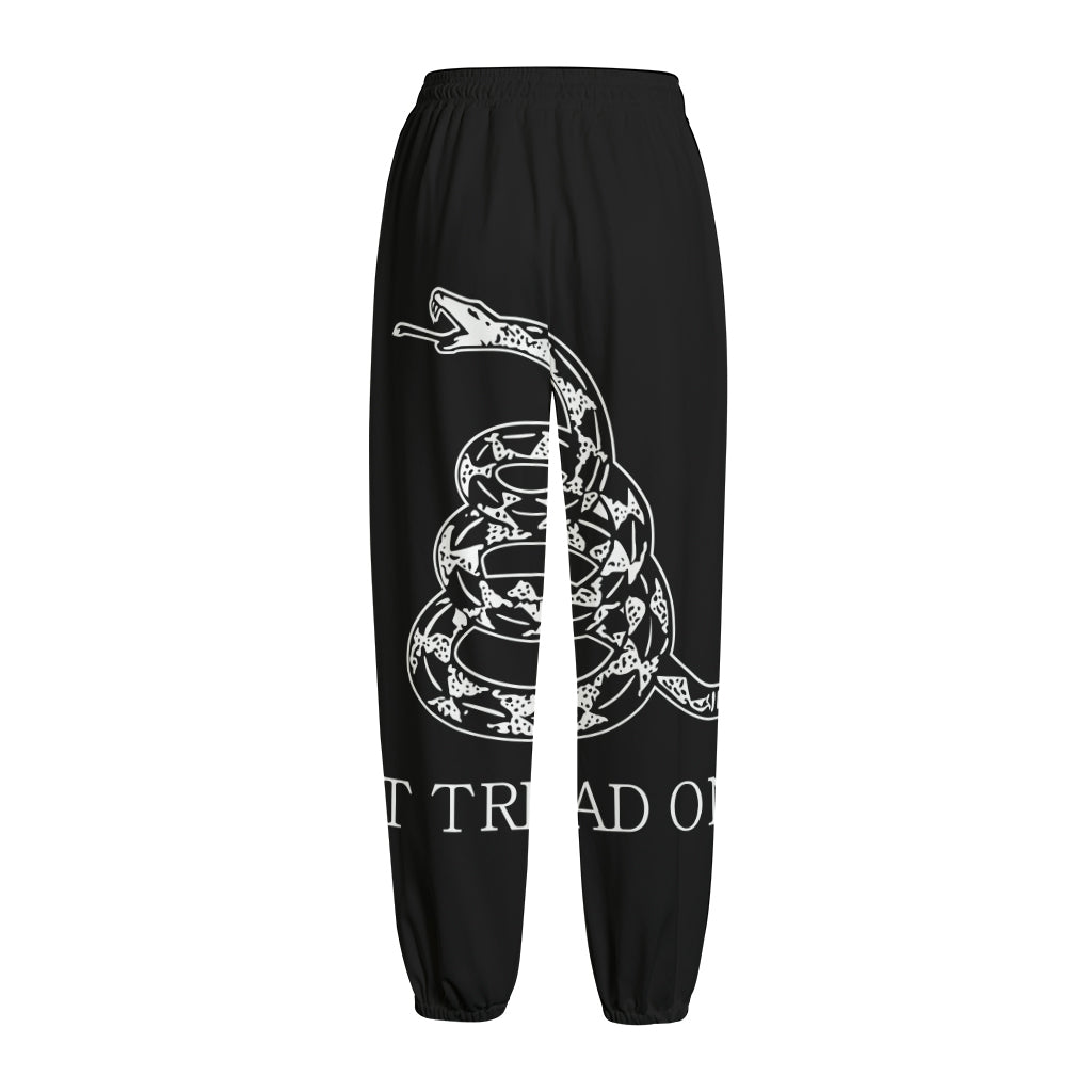 Black And White Gadsden Flag Print Fleece Lined Knit Pants