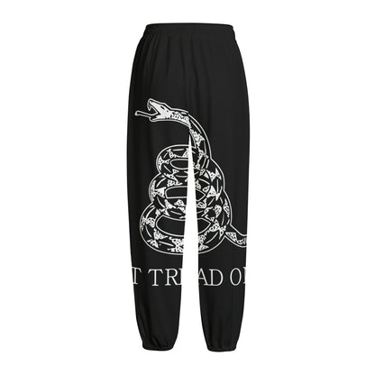 Black And White Gadsden Flag Print Fleece Lined Knit Pants