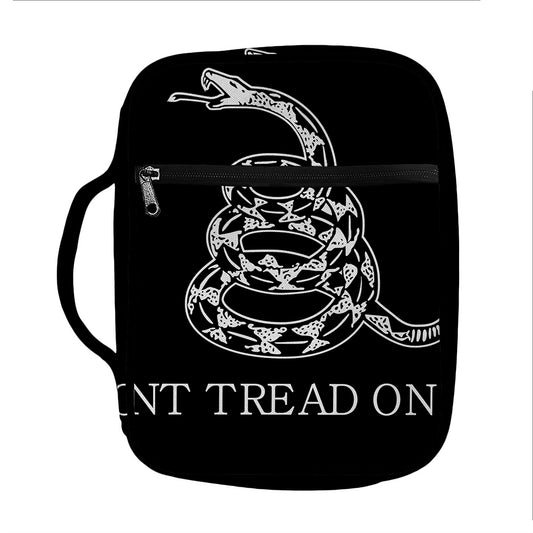 Black And White Gadsden Flag Print Front Pocket Bible Bag