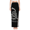 Black And White Gadsden Flag Print High Slit Maxi Skirt