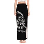 Black And White Gadsden Flag Print High Slit Maxi Skirt