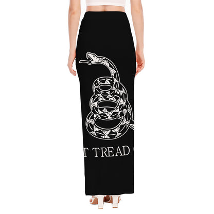 Black And White Gadsden Flag Print High Slit Maxi Skirt