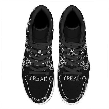 Black And White Gadsden Flag Print High Top Leather Sneakers