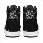 Black And White Gadsden Flag Print High Top Leather Sneakers