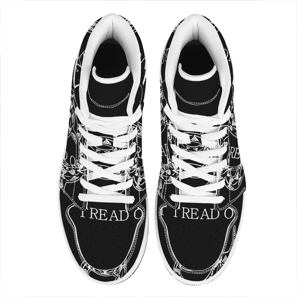 Black And White Gadsden Flag Print High Top Leather Sneakers