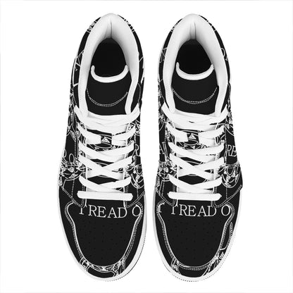 Black And White Gadsden Flag Print High Top Leather Sneakers