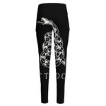 Black And White Gadsden Flag Print High-Waisted Pocket Leggings