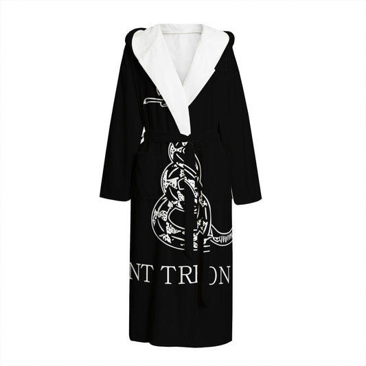 Black And White Gadsden Flag Print Hooded Bathrobe