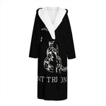 Black And White Gadsden Flag Print Hooded Bathrobe