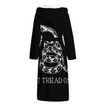 Black And White Gadsden Flag Print Hooded Bathrobe
