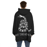 Black And White Gadsden Flag Print Hoodie Blanket