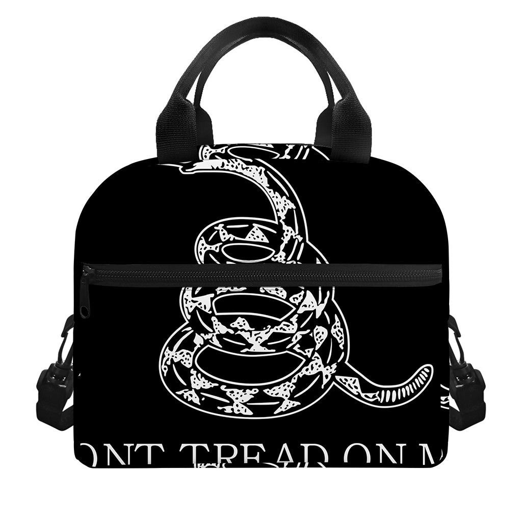 Black And White Gadsden Flag Print Insulated Lunch Bag