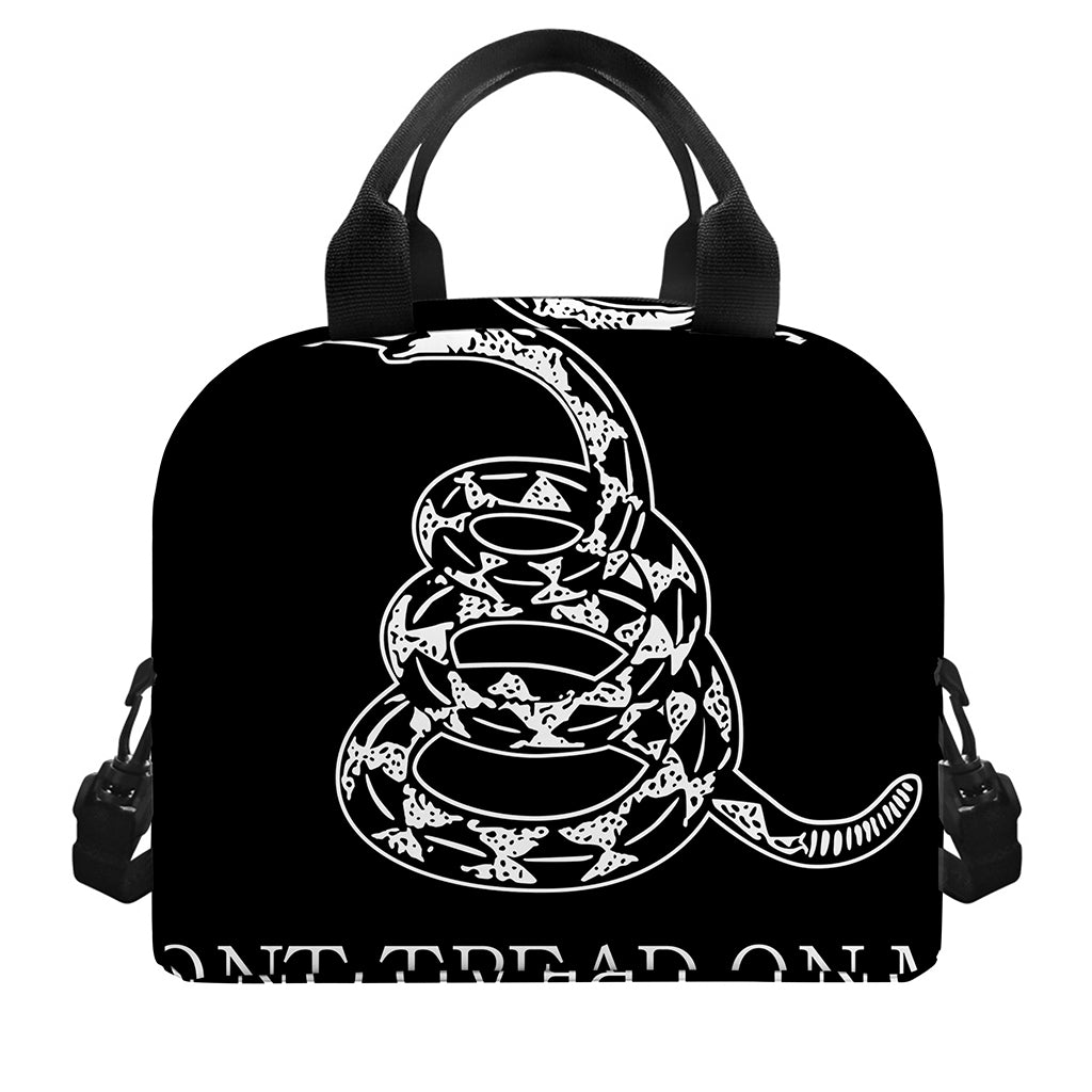 Black And White Gadsden Flag Print Insulated Lunch Bag