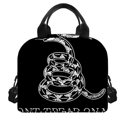 Black And White Gadsden Flag Print Insulated Lunch Bag