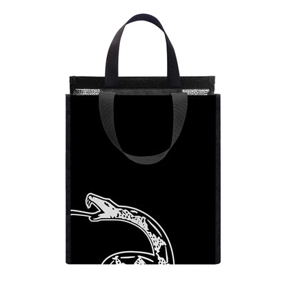 Black And White Gadsden Flag Print Insulated Lunch Tote