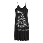 Black And White Gadsden Flag Print Jersey Midi Cami Dress
