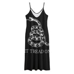 Black And White Gadsden Flag Print Jersey Midi Cami Dress