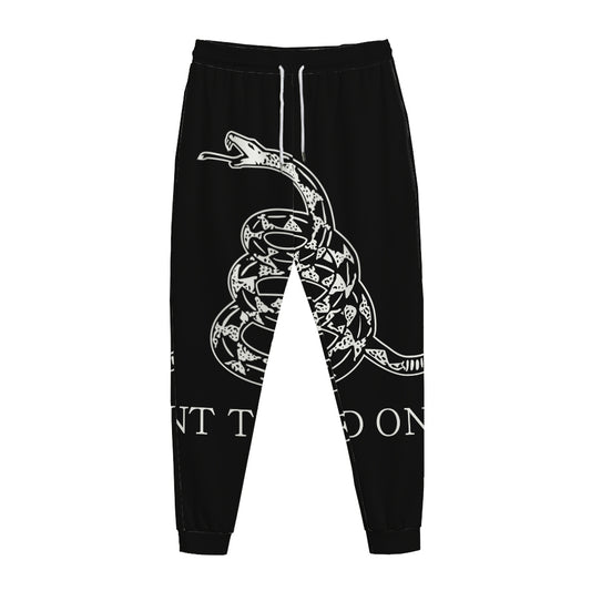 Black And White Gadsden Flag Print Jogger Pants