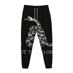 Black And White Gadsden Flag Print Jogger Pants