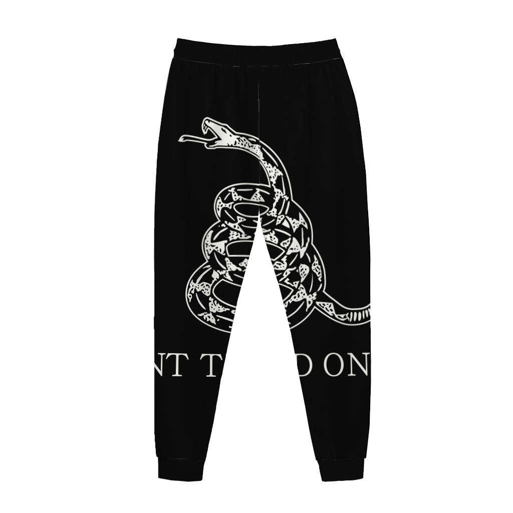 Black And White Gadsden Flag Print Jogger Pants