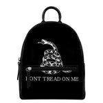Black And White Gadsden Flag Print Leather Backpack