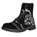 Black And White Gadsden Flag Print Lace-Up Boots