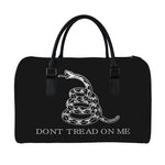 Black And White Gadsden Flag Print Leather Duffle Bag