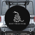 Black And White Gadsden Flag Print Leather Spare Tire Cover