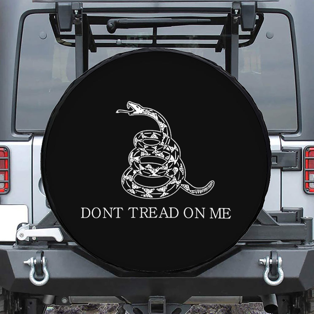 Black And White Gadsden Flag Print Leather Spare Tire Cover