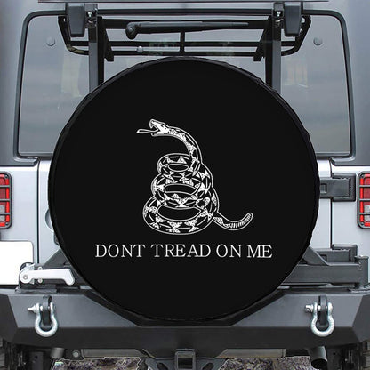 Black And White Gadsden Flag Print Leather Spare Tire Cover