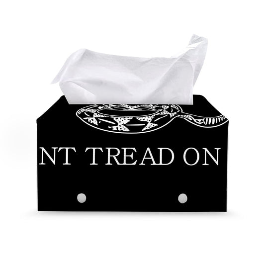 Black And White Gadsden Flag Print Leather Tissue Box Cover