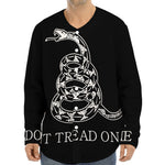 Black And White Gadsden Flag Print Long Sleeve Baseball Jersey