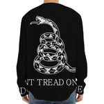 Black And White Gadsden Flag Print Long Sleeve Baseball Jersey