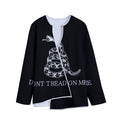 Black And White Gadsden Flag Print Long Sleeve Short Coat