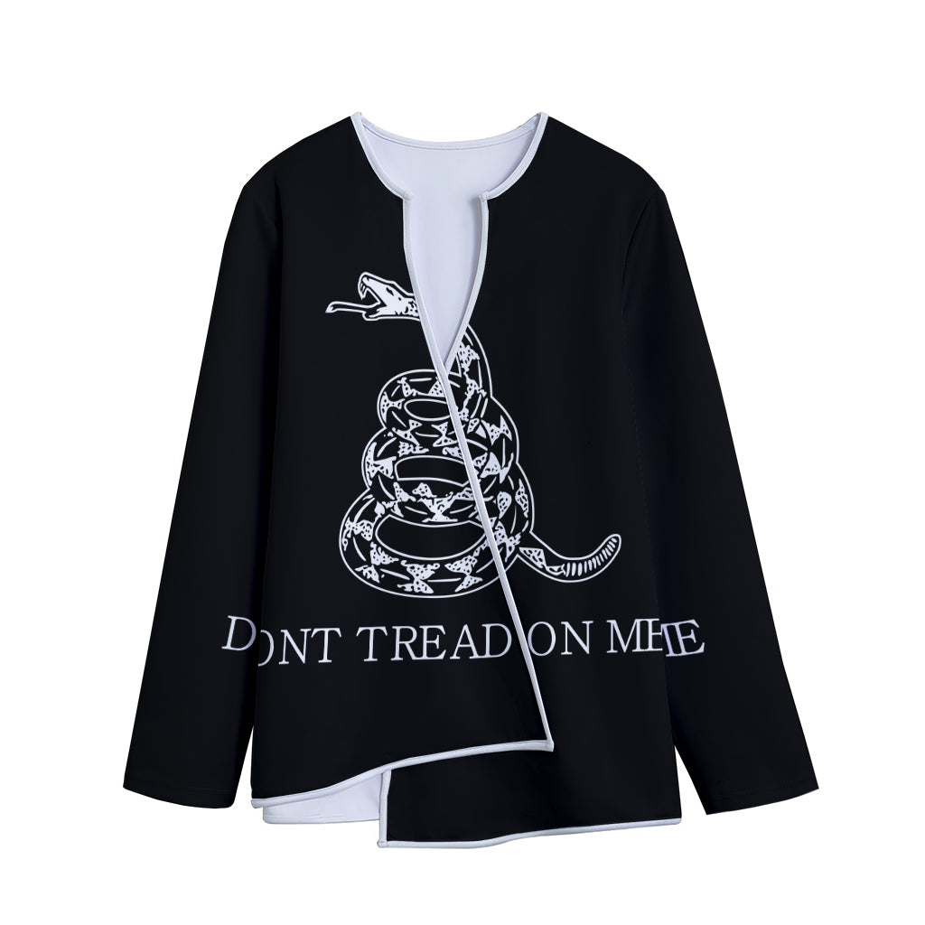 Black And White Gadsden Flag Print Long Sleeve Short Coat