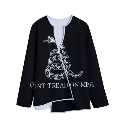 Black And White Gadsden Flag Print Long Sleeve Short Coat