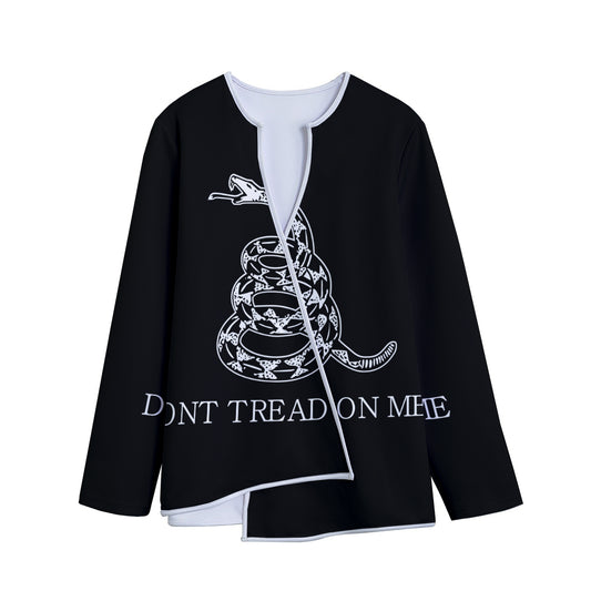 Black And White Gadsden Flag Print Long Sleeve Short Coat