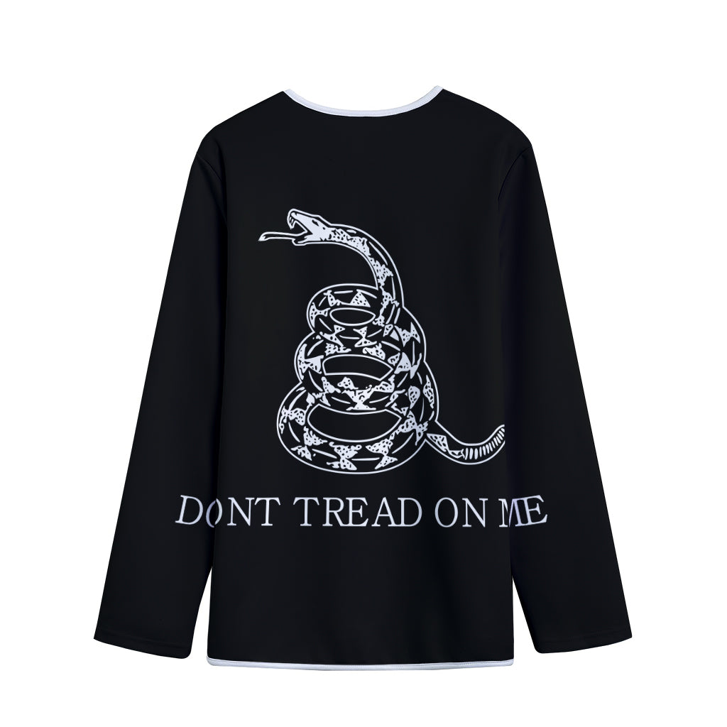 Black And White Gadsden Flag Print Long Sleeve Short Coat
