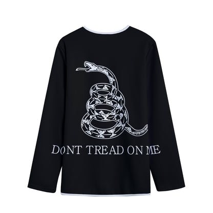 Black And White Gadsden Flag Print Long Sleeve Short Coat