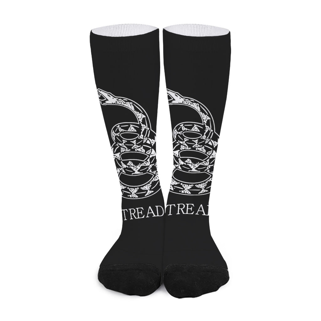 Black And White Gadsden Flag Print Long Socks