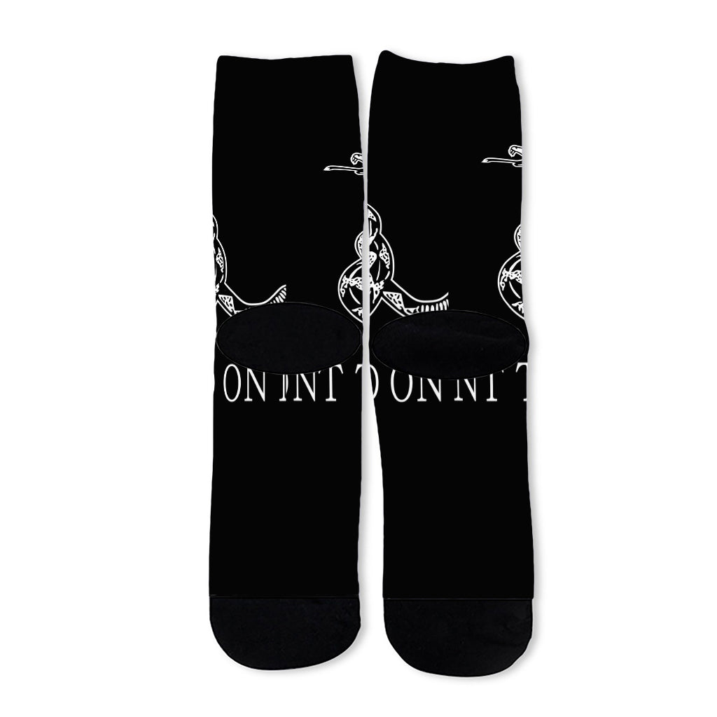 Black And White Gadsden Flag Print Long Socks