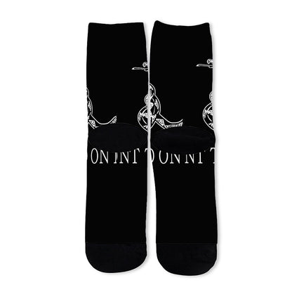 Black And White Gadsden Flag Print Long Socks