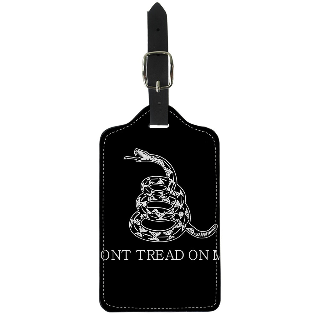 Black And White Gadsden Flag Print Luggage Tag