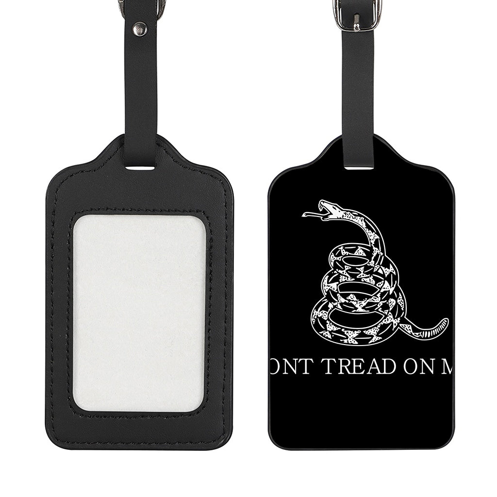 Black And White Gadsden Flag Print Luggage Tag