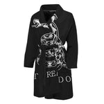Black And White Gadsden Flag Print Men's Bathrobe