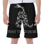 Black And White Gadsden Flag Print Men's Beach Shorts